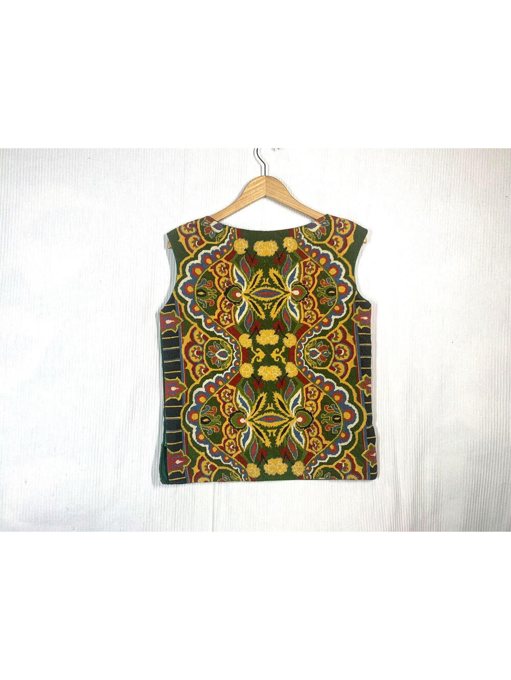 Vtg 60s Needlepoint Shirt Petit Point Hand Embroidered M L OOAK Textile Art Folk - Picture 5 of 15